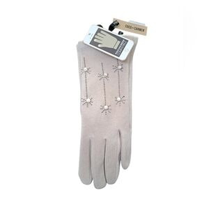 Coco + Carmen Taupe Gloves with Star Embellishments